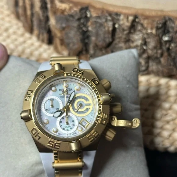 Invicta Subaqua Noma IV Lady 0535 Swiss Quartz Gold & Silver Watch Chronograph - Picture 3 of 11